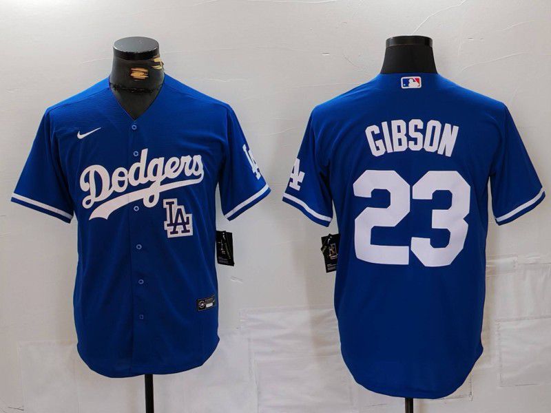Men Los Angeles Dodgers 23 Gibson Blue Nike Game 2024 MLB Jersey style 5